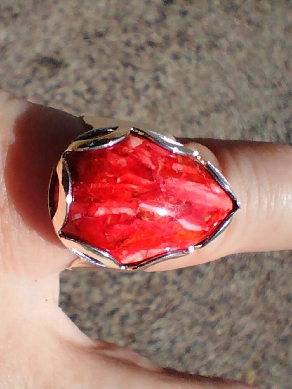 Jay King DTR mine finds red Spiny Oyster ring 925 Sterling Silver size 7.5